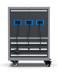 Garage tool cabinet with water, air & electricity reel – With Wheels