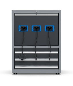 Garage tool cabinet with water, air & electricity reel – Without Wheels