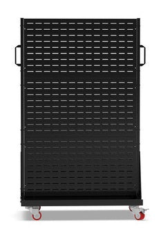 Black garage mobile rack with pegboard and ABS toolbox