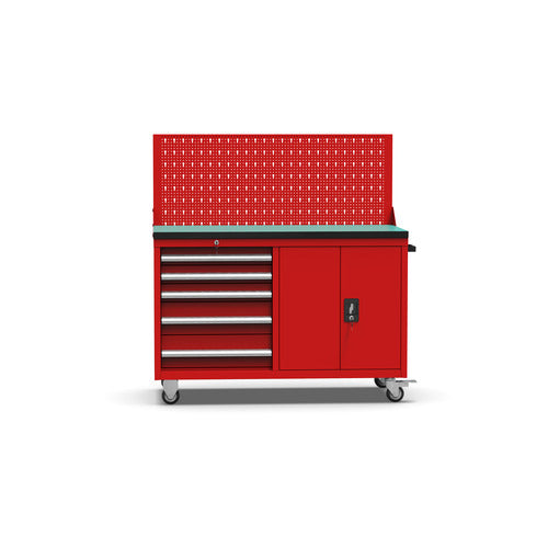Garage mobile tool trolley with pegboards and 4 casters