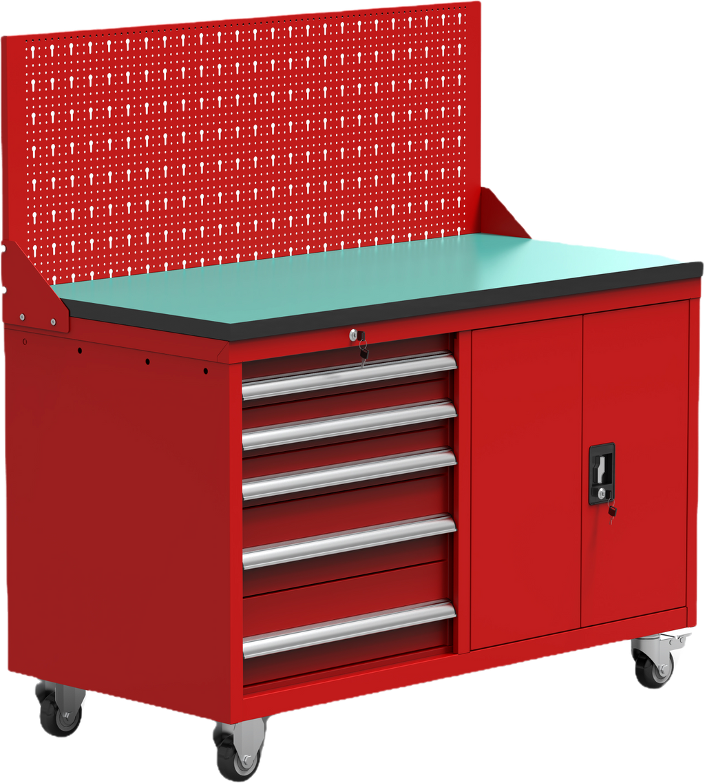 Garage mobile tool trolley with pegboards and 4 casters