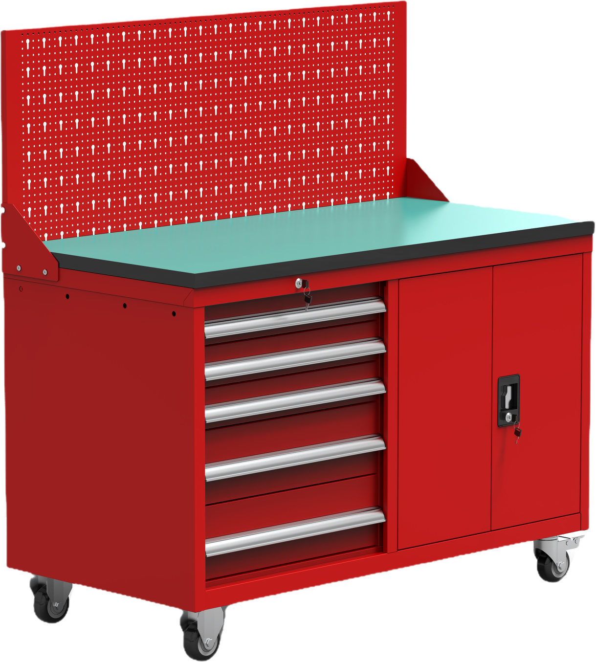 Garage mobile tool trolley with pegboards and 4 casters