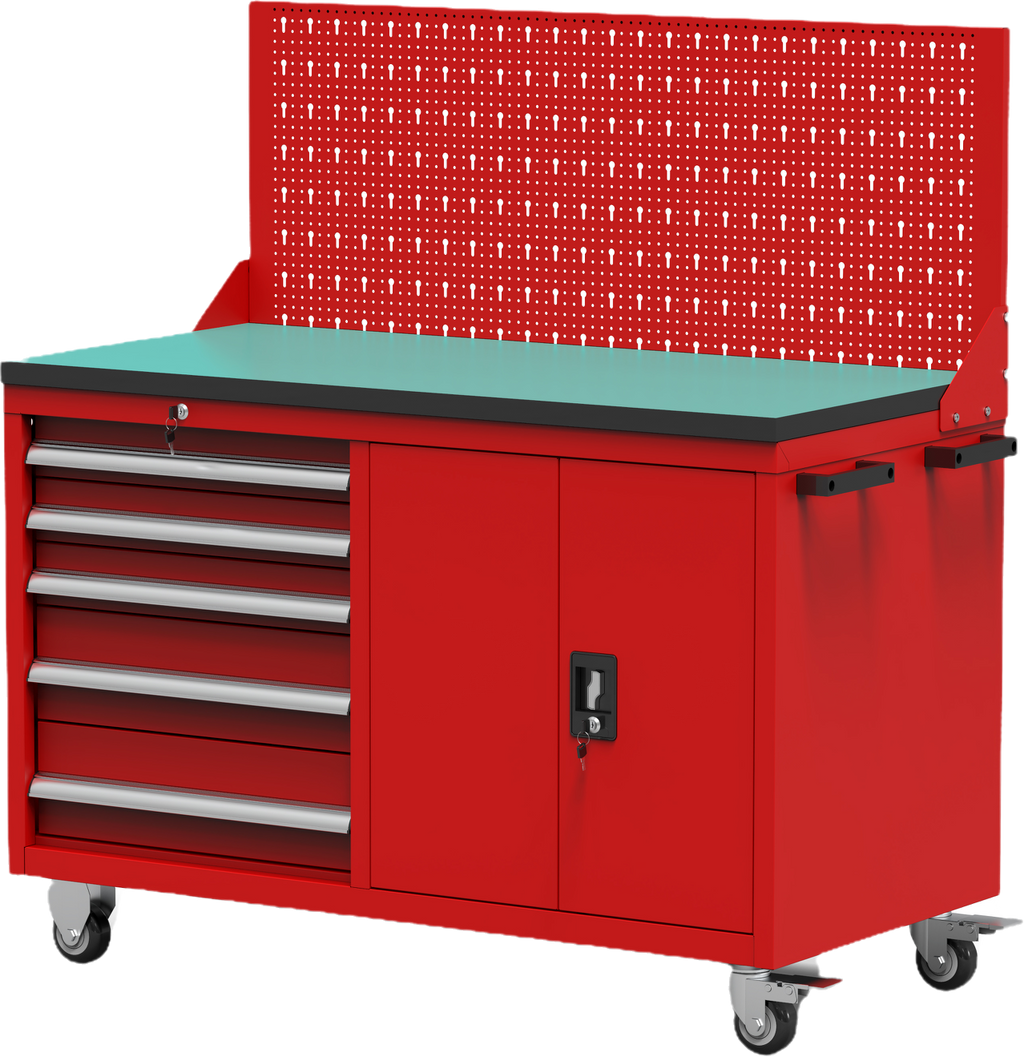 Garage mobile tool trolley with pegboards and 4 casters